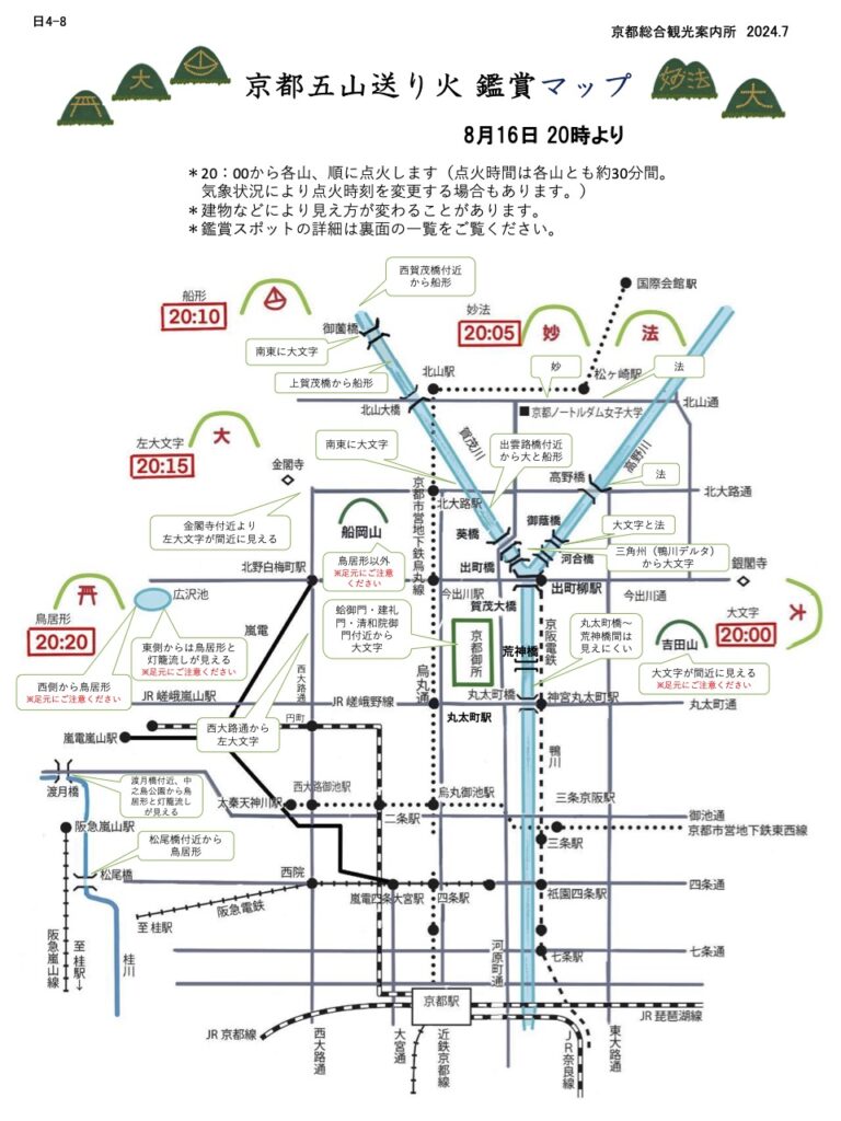 京都五山送り火地図