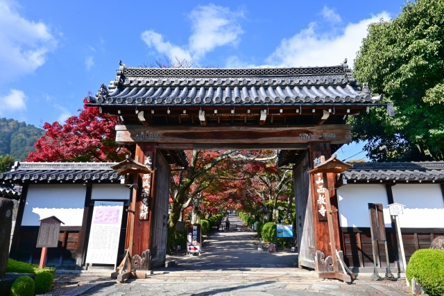 『西教寺』の総門と紅葉